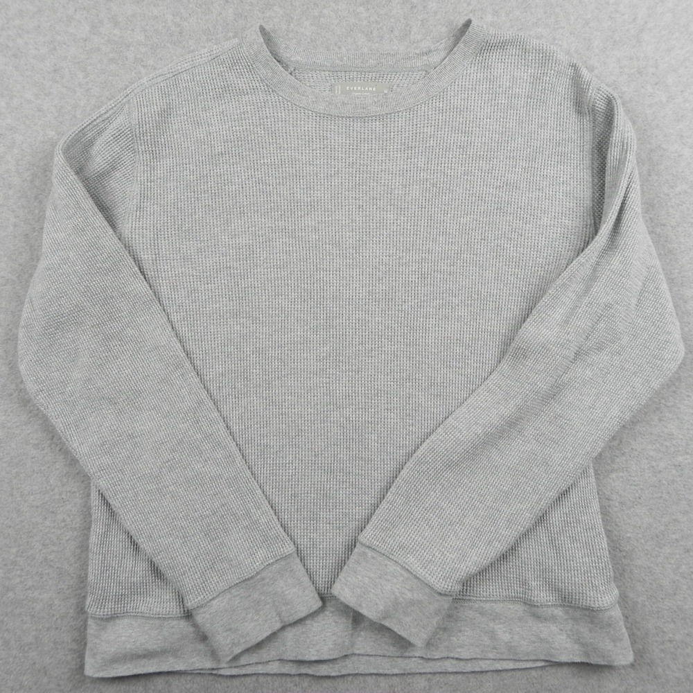 Everlane Shirt Mens Medium Thermal Waffle Knit Crew Neck Casual Gray Long Sleeve